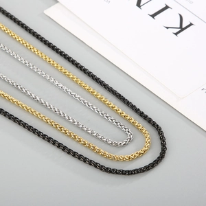 Three-piece stainless steel dragon keel chain set in black, silver, and gold finishes