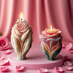 3D Rose Flower Silicone Candle Mold Romantic Heart Shaped Resin Soap Making Mold DIY Scented Candle Wax Plaster Crafting Tool