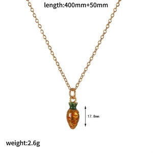 Golden necklace with carrot pendant and size specs: 400mm+50mm length, 17.8mm height