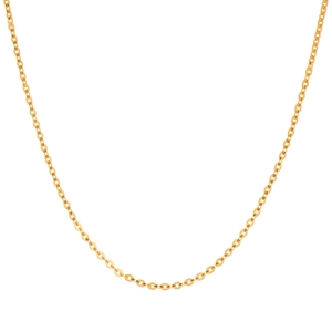 Détail d'un collier minimaliste en or avec des maillons ovales classiques et finition polie