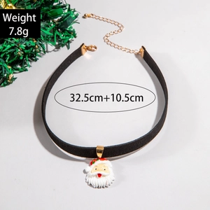 Christmas choker with Santa pendant, lace pompom design, 32.5cm plus 10.5cm chain