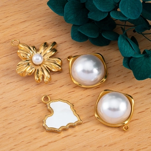 French vintage style gold flower and heart pearl charms for DIY jewelry making