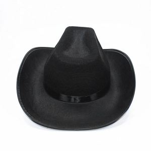 Close-up of black felt magician hat with satin ribbon detail for stage performances