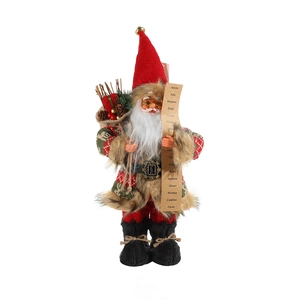 Standing Santa Claus ornament with gift bag and list for Christmas tree decoration