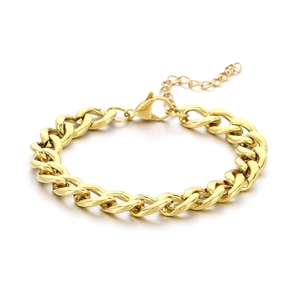Polished gold curb chain bracelet with adjustable lobster clasp and extension chain