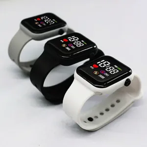 Square LED digital sports watch with silicone band for heart rate and step tracking