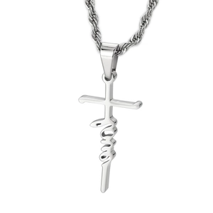 Kreuz Love Anhänger Halskette 316L Edelstahl Gedrehte Kordelkette Hip Hop Streetwear Schmuck Für Herren Damen