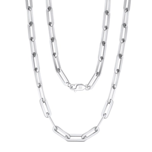 Minimalist S925 sterling silver paperclip link chain necklace with lobster clasp