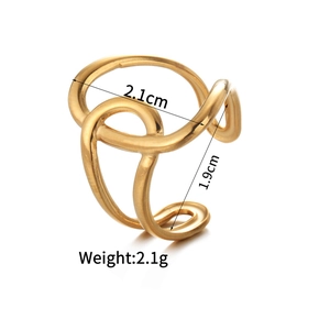 Modern 18K gold plated stainless steel geometric hollow open ring for women