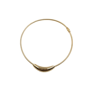 Gold-plated titanium steel choker necklace with a minimalist curved tube pendant