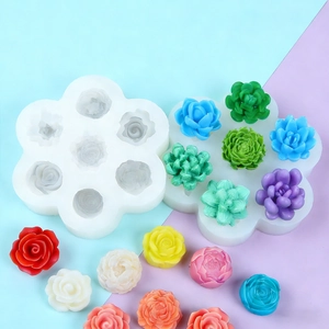 Moules 3D en silicone fleurs et succulentes pour la création de bougies DIY