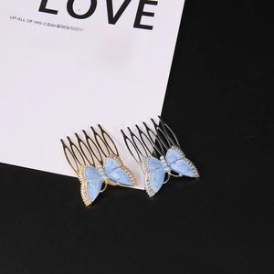 Butterfly Hair Comb Vintage Alloy Enamel Rhinestone Elegant Hair Styling Clip For Women Girls Korean Style Accessory