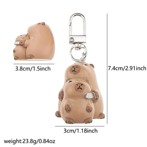 Detailed dimensions of the 3D resin Capybara keychain with height and weight specs