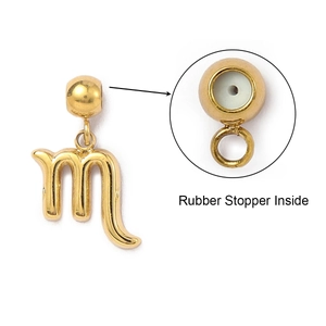 Detailed view of Scorpio pendant with internal rubber stopper for secure jewelry fastening