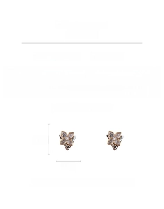 Detailed view of zircon flower earrings with dimensions 1.7cm and copper material