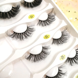 Detail view of 5D 6D Russian curl eyelashes in various dense synthetic fiber styles