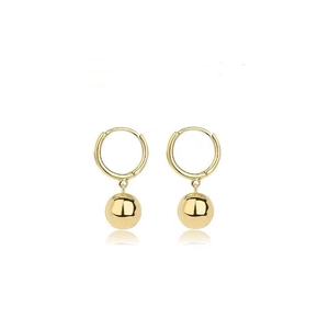 Minimalistische S925 Sterling Silber 14K vergoldete Creolen mit polierten Kugelanhängern