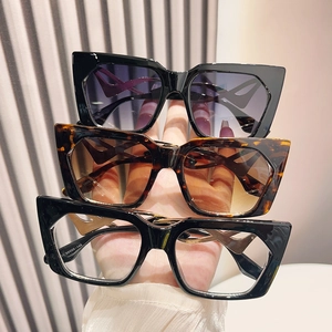 Vintage oversized square sunglasses and clear frame glasses in assorted stylish colors