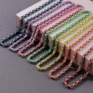 Colorful Byzantine stainless steel chains in various vibrant finishes for men and women