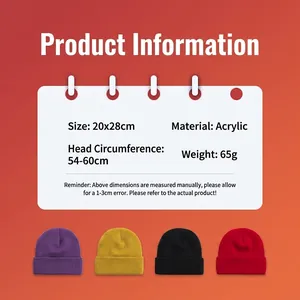 Solid Cuffed Beanie Hat Warm Acrylic Knit Stretchy Ribbed Skull Cap For Men Women Winter Outdoor Casual