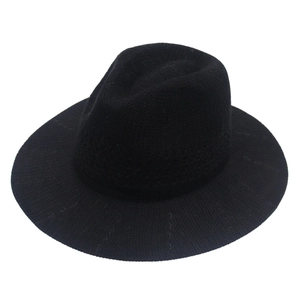 Classic black woven Panama fedora hat with a wide brim and stylish jazz cap design