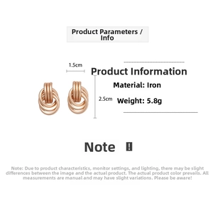 Detailed view of triple-layered geometric hoop earrings with 1.5cm x 2.5cm size markers