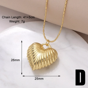 Detailed view of a textured heart pendant necklace with dimensions and chain length specs