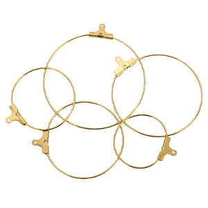 Golden stainless steel round hoop earring components for DIY jewelry making
