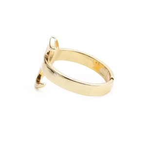 Polished gold-plated English letter ring with adjustable open band for women