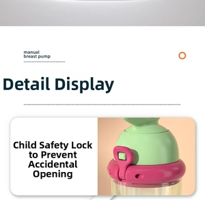 Detail view of the secure safety child lock on the manual baby fruit feeder device