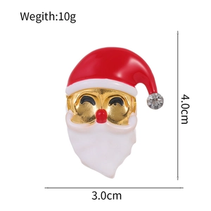 Santa Claus enamel brooch with crystal accent and size measurements 4.0cm by 3.0cm