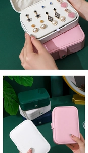 Portable PU leather jewelry boxes in multiple colors for rings and earrings storage