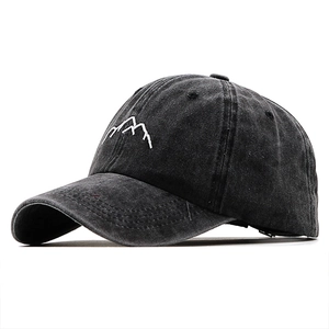 Casquette De Baseball Coton Lavé Broderie Montagne Vintage Délavé Chapeau Soleil Réglable Plein Air Unisexe Rétro