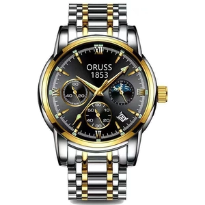 Heren luxe quartz horloge met roestvrijstalen band waterdicht kalender multifunctionele wijzerplaat