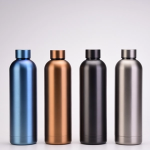 Insulated 750ml stainless steel water bottles in four matte metallic colors