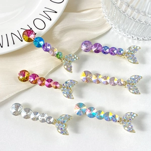 Mermaid Tail Crystal Rhinestone Hair Clip Sweet Alloy Duckbill Side Clip Sparkly Hair Accessories For Women Girls
