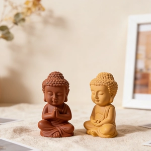 Stampi per candele Buddha in resina per decorazioni fai-da-te in gesso, terracotta e giallo