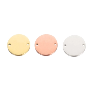 Stainless Steel Round Blank Disc Charms Mirror Polished Double Hole Connector For DIY Jewelry Making Necklace Bracelet