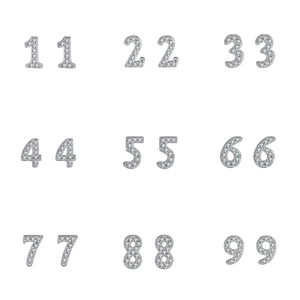 Detailed grid of 925 sterling silver number earrings set with cubic zirconia stones