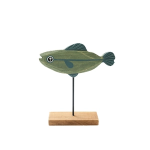 Nordische handgefertigte Holzfisch-Deko auf Ständer für minimalistisches Design