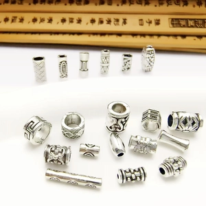 Vintage silver-plated barrel beads and patterned tubes for DIY jewelry making
