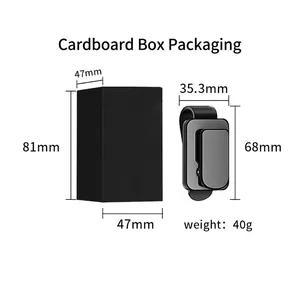 Car visor metal sunglasses holder clip and black packaging box with size dimensions