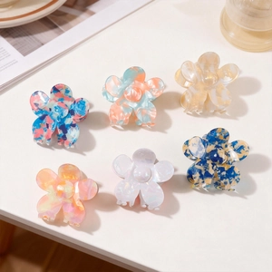 Flower Hair Claw Clip Acrylic Acetate Large Nonslip Hairpins Vintage Retro Floral Marble Texture Hair Jewelry For Women