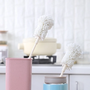 Brosse de nettoyage à long manche avec éponge douce pour laver les tasses et bouteilles