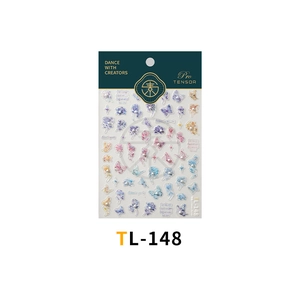Detail shot of TL-148 3D nail art stickers with vintage roses and butterfly motifs