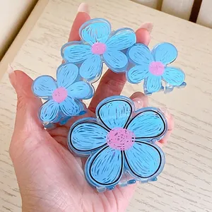 Floral Acrylic Hair Claw Clips Sweet Korean Style Shark Clip Matte Cute Hairpins For Women Girls