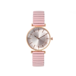 Orologio da donna con cinturino elastico rosa, cassa oro rosa e quadrante con strass