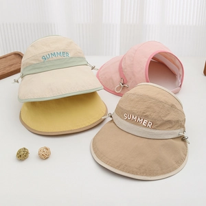 Kids Sun Visor Hat Empty Top Large Brim UV Protection Summer Beach Outdoor Adjustable Breathable Polyester For Boys Girls