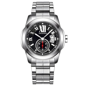 Luxus Leuchtende Herrenuhr aus Edelstahl mit schwarzem römischem Zifferblatt und Datum