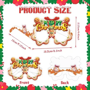 Funny Christmas party gingerbread man glasses with front and back size dimensions